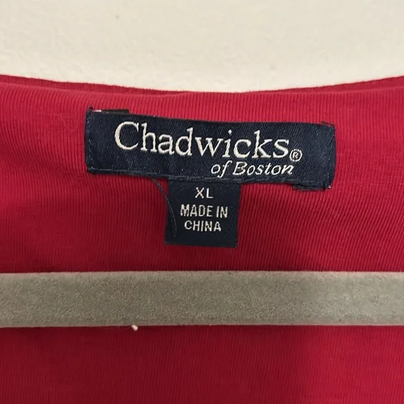 Chadwick’s Red Scoop Neck Pleated Dress - Picture 2 of 6